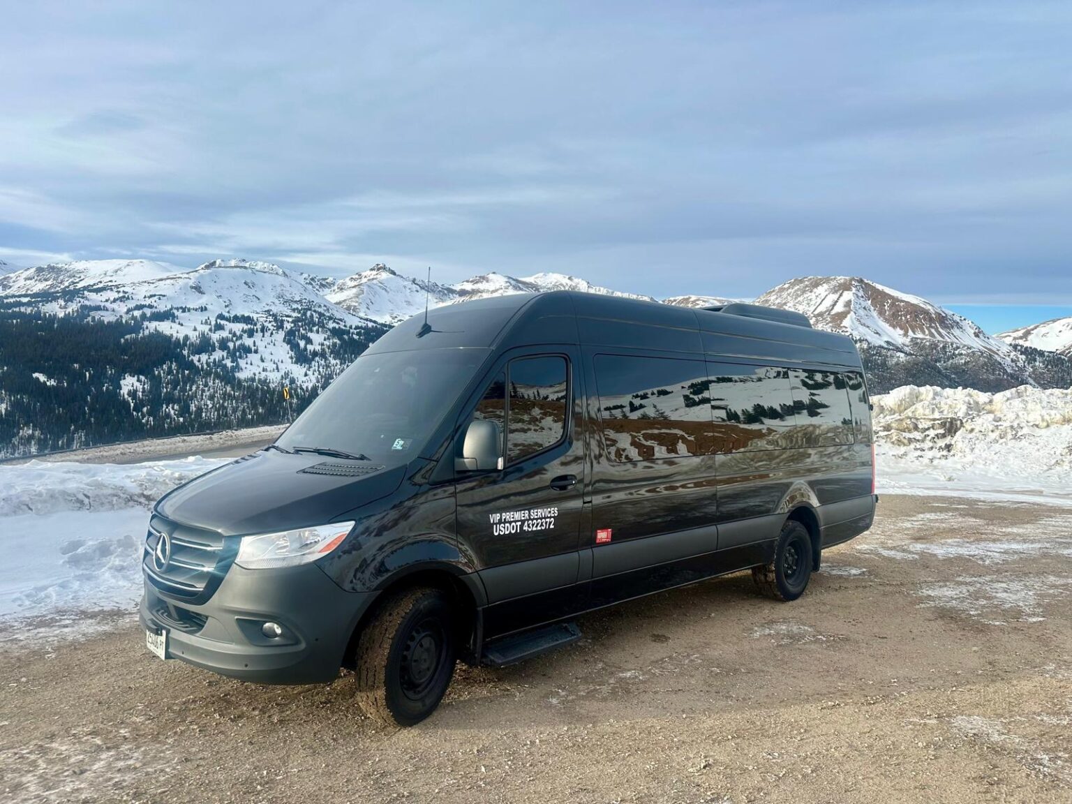 Black Sprinter for rent in Denver Co - Limo style sprinter in Snow
