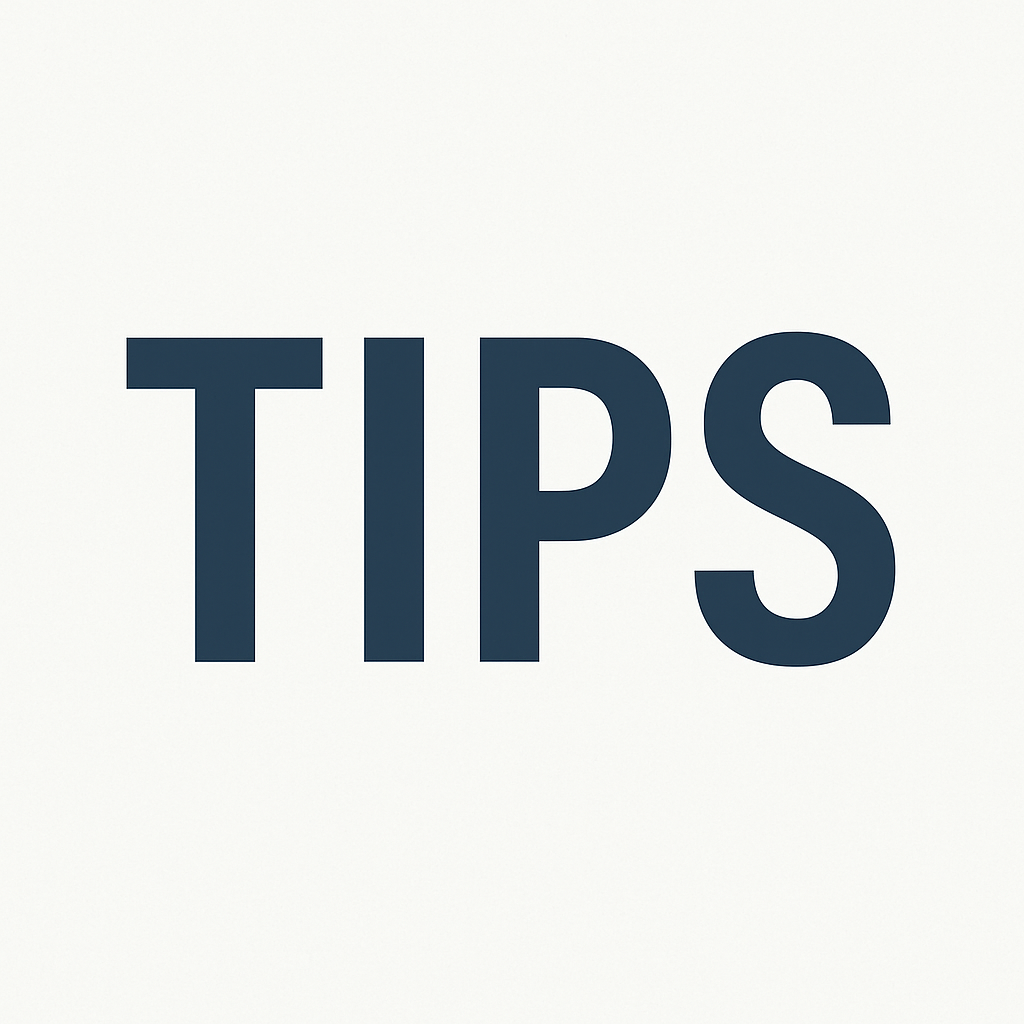 TIPS written in dark blue on off white background